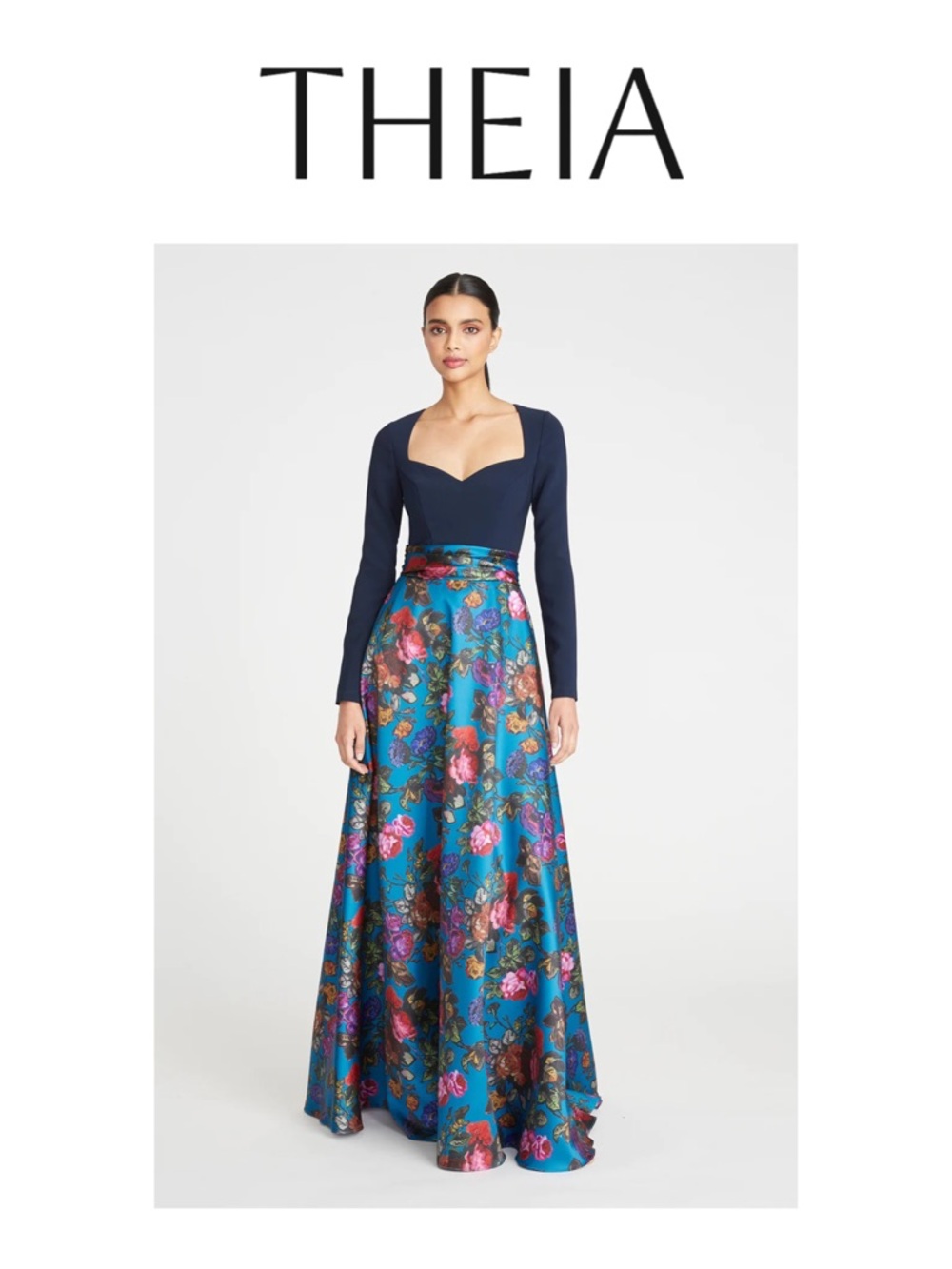 THEIA Tabitha Long Sleeve Mikado Gown